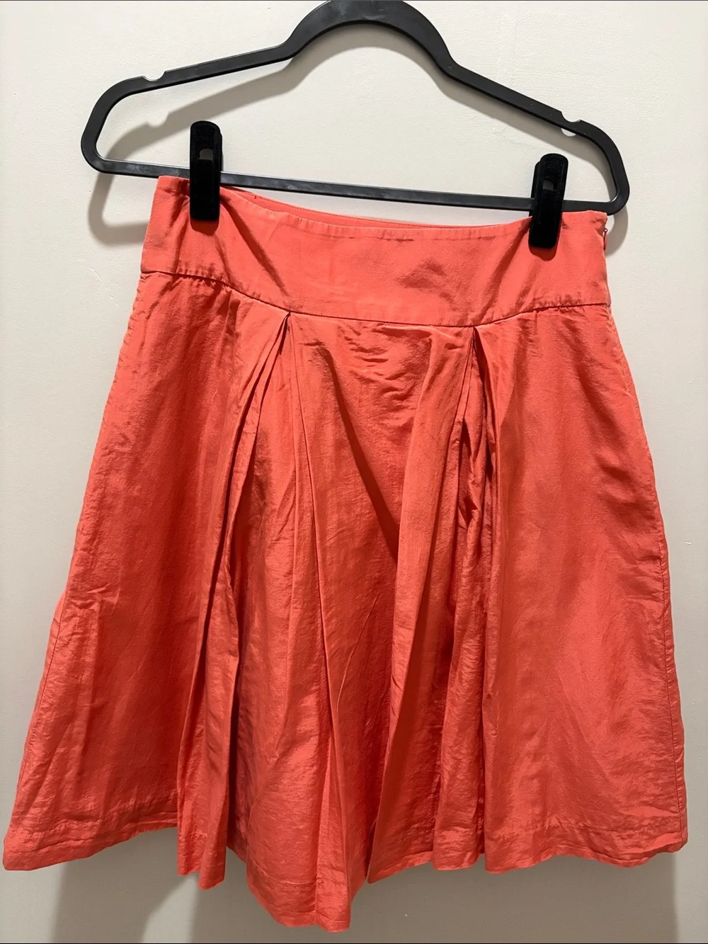 Banana Republic Womens Coral Pleated A-Line Skirt with pockets